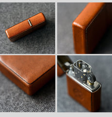 Cool Mens Green Leather Zippo Lighter Case Handmade Custom Zippo lighter Holder for Men - iwalletsmen