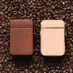 Cool Beige Leather Mens 20pcs Cigarette Holder Case Cool Custom Cigarette Case for Men - iwalletsmen