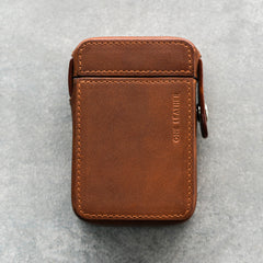 Cool Brown Leather Mens 20pcs Cigarette Holder Case Cool Custom Cigarette Case for Men - iwalletsmen