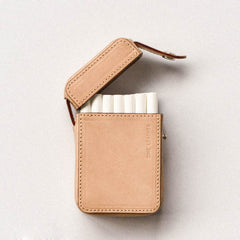 Cool Brown Leather Mens 20pcs Cigarette Holder Case Cool Custom Cigarette Case for Men - iwalletsmen