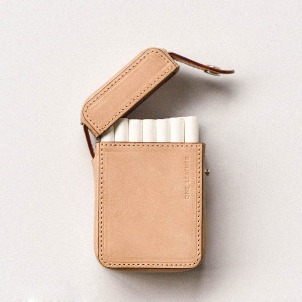 Cool Beige Leather Mens 20pcs Cigarette Holder Case Cool Custom Cigarette Case for Men - iwalletsmen