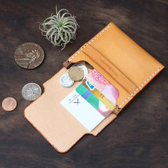 Cool Wooden Brown Leather Mens Wallet Small Card Holder Coin Wallet for Men - iwalletsmen