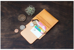 Cool Wooden Brown Leather Mens Wallet Small Card Holder Coin Wallet for Men - iwalletsmen