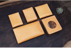 Cool Wooden Brown Leather Mens Wallet Small Card Holder Coin Wallet for Men - iwalletsmen