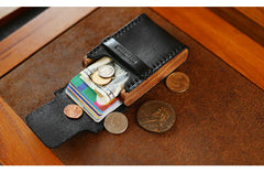 Cool Wooden Black Leather Mens Wallet Small Card Holder Coin Wallet for Men - iwalletsmen