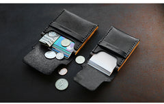 Cool Wooden Black Leather Mens Wallet Small Card Holder Coin Wallet for Men - iwalletsmen