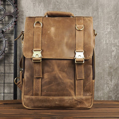 Cool Mens Leather Backpack School Backpack Leather Laptop Backpack for Men - iwalletsmen