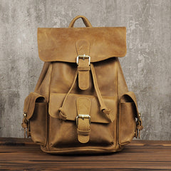 Vintage Mens Leather Small Backpack Travel Backpack Leather School Backpacks for Men - iwalletsmen