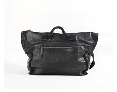 Casual Black Leather Mens 15 inches Tote Side Bag Large Messenger Bag Brown Tote Handbag Courier Bag for Men - iwalletsmen
