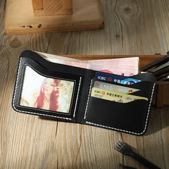 Handmade Slim Coffee Leather Mens Billfold Wallet Personalize Bifold Small Wallets for Men - iwalletsmen