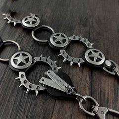 HEAVY METAL PUNK STAR BIKER SILVER WALLET CHAIN LONG PANTS CHAIN SILVER Jeans Chain Jean Chain FOR MEN - iwalletsmen