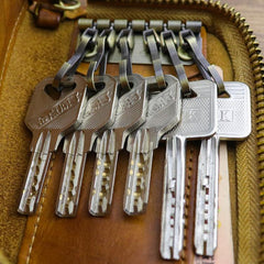 Brown Leather Men's Key Wallet Car Key Case Black Leather Key Holder For Men - iwalletsmen