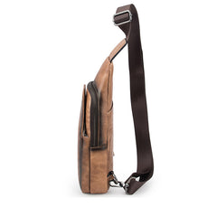 Blue LEATHER MENS Sling Bags Sling Pack One Shoulder Backpack Blue Chest Bag For Men - iwalletsmen