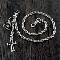 26'' Metal CROSS BIKER SILVER WALLET CHAIN LONG PANTS CHAIN SILVER Jeans Chain Jean Chain FOR MEN - iwalletsmen