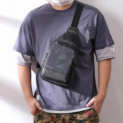Cool Black Blue Nylon Men's Sling Bag Waterproof Chest Bag Canvas One shoulder Backpack Sling Pack For Men - iwalletsmen