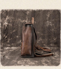 Fashion Brown LEATHER MEN'S College Backpack Travel Backpack Satchel School Backpack For Men - iwalletsmen