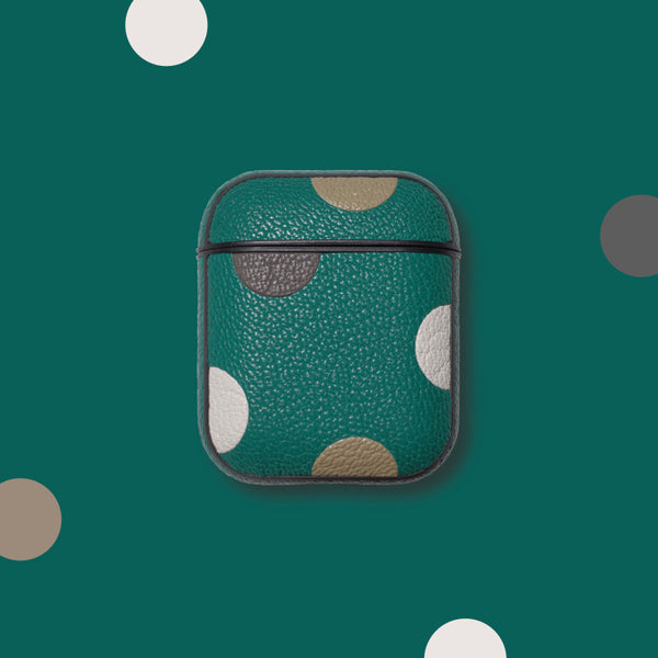 Personalized Green&White Spotted Leather AirPods Pro Case Custom Green Leather 1/2 AirPods Case Airpod Case Cover