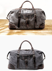 Gray Waxed Canvas Gym Bag Weekend Travel Bag Canvas Mens Weekend Bag Duffle Bag For Men - iwalletsmen