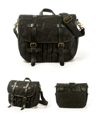 Khaki Waxed Canvas Leather Mens Cycling Messenger Bags Khaki Canvas Side Bag For Men - iwalletsmen