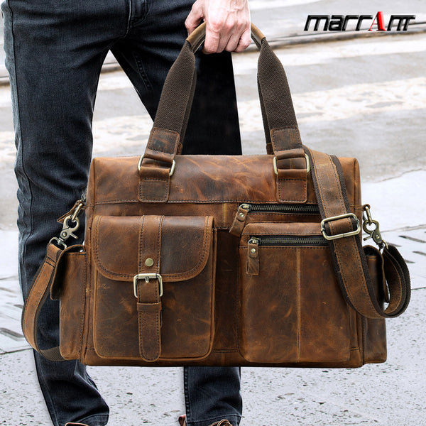 Cool Leather Men Large Overnight Bag Travel Bags Weekender Bags For Men - iwalletsmen
