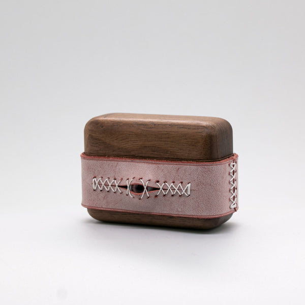 Handmade Pink Leather Wood AirPods Pro Case with Eye Pink Leather AirPods Pro Case Airpod Case Cover - iwalletsmen