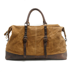 Mens Waxed Large Canvas Weekender Bag Canvas Travel Bag Canvas Overnight Bag for Men - iwalletsmen