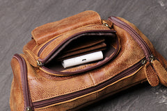 Vintage Brown LEATHER MENS Barrel FANNY PACK FOR MEN BUMBAG Vintage WAIST BAG for Men - iwalletsmen