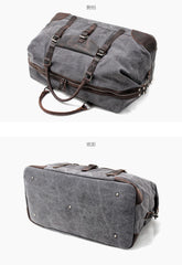 Gray Waxed Canvas Gym Bag Weekend Travel Bag Canvas Mens Weekend Bag Duffle Bag For Men - iwalletsmen