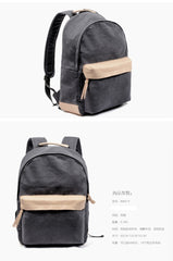Gray Waxed Canvas Satchel Backpack Canvas Mens School Backpack Waterproof Hiking Backpack For Men - iwalletsmen