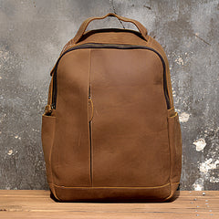 Green Mens Leather Backpack Travel Backpacks Laptop Backpack for men - iwalletsmen