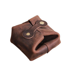 Handmade Black Leather Mens Coin Wallet Mini Pouch Change Pouch for Men - iwalletsmen