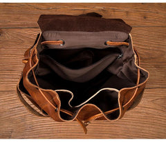 Cool Brown Mens Leather 15inchs Laptop Backpacks Travel Backpacks School Backpacks for men - iwalletsmen
