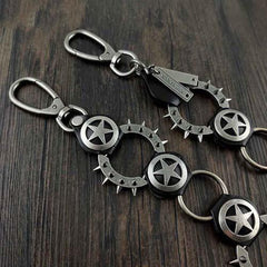 HEAVY METAL PUNK STAR BIKER SILVER WALLET CHAIN LONG PANTS CHAIN SILVER Jeans Chain Jean Chain FOR MEN - iwalletsmen