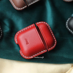 Personalized Beige Leather AirPods 1,2 Case Custom Beige Leather 1,2 AirPods Case Airpod Case Cover