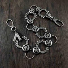 HEAVY METAL PUNK STAR BIKER SILVER WALLET CHAIN LONG PANTS CHAIN SILVER Jeans Chain Jean Chain FOR MEN - iwalletsmen