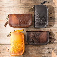 Black Leather Mens Key Holder Wallet Car Key Wallet Key Holder Card Holder For Men - iwalletsmen