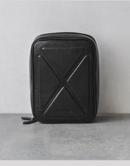 Cool Leather Black Mens Leather 4pcs Tobacco Pipe Case Zipper Tobacco Pipe Case for Men - iwalletsmen