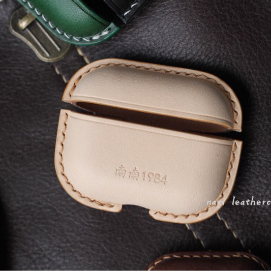 Personalized Beige Leather AirPods Pro Case Custom Beige Leather Pro AirPods Case Airpod Case Cover