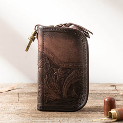 Black Leather Mens Key Holder Wallet Car Key Wallet Key Holder Card Holder For Men - iwalletsmen
