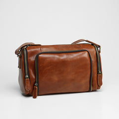 Cool Leather Small Mens Barrel Side Bag Bucket Shoulder Bag Messenger Bag for Men - iwalletsmen