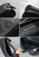 Cool Leather Black Mens Leather 2pcs Tobacco Pipe Case Zipper Tobacco Pipe Case for Men - iwalletsmen