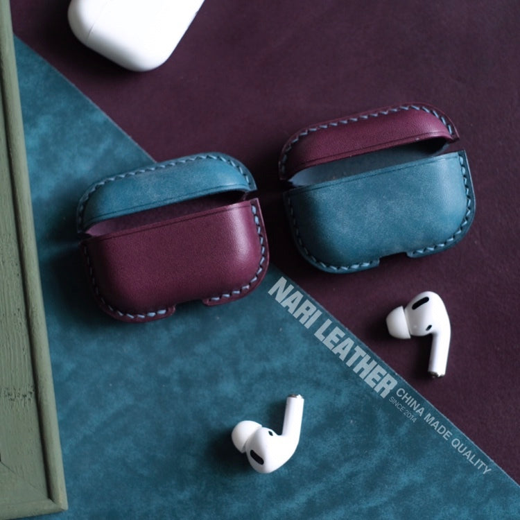 Personalized Purple&Blue Leather AirPods Pro Case Custom Blue&Purple Leather Pro AirPods Case Airpod Case Cover