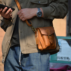 LEATHER MEN Belt Pouch Brown Phone Belt Bag Waist BAG Small Side Bag FOR MEN