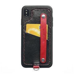 Handmade Red Leather iPhone X Case with Card Holder CONTRAST COLOR iPhone X Leather Case - iwalletsmen
