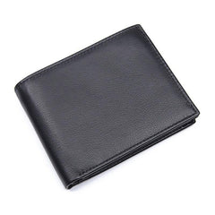Black Trifold Leather Mens Wallet Small Wallet Billfold Wallet Black Front Pocket Wallet for Men - iwalletsmen