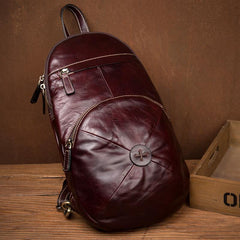 Green Cool Mens Leather Red Backpack Brown Satchel Backpacks School Backpacks for men - iwalletsmen