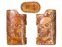 Handmade Leather Brown Skull Mens LA PETITE BOX Holder Cigarette Case for Men - iwalletsmen