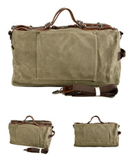 Khaki Waxed Canvas Gym Bag Weekend Travel Bag Canvas Mens Khaki Weekend Bag Duffle Bag For Men - iwalletsmen