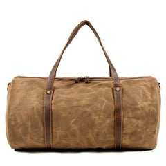 waxed canvas duffel bag Khaki  Waxed Canvas Gym Bag Travel Bag Canvas Mens Barrel Weekender Bag Duffle Bag For Men - iwalletsmen