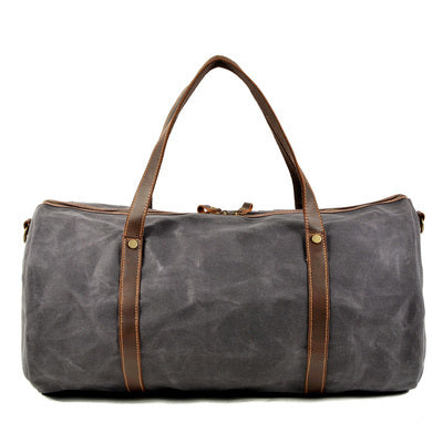 Gray Waxed Canvas Gym Bag Travel Bag Canvas Mens Barrel Weekender Bag Duffle Bag For Men - iwalletsmen